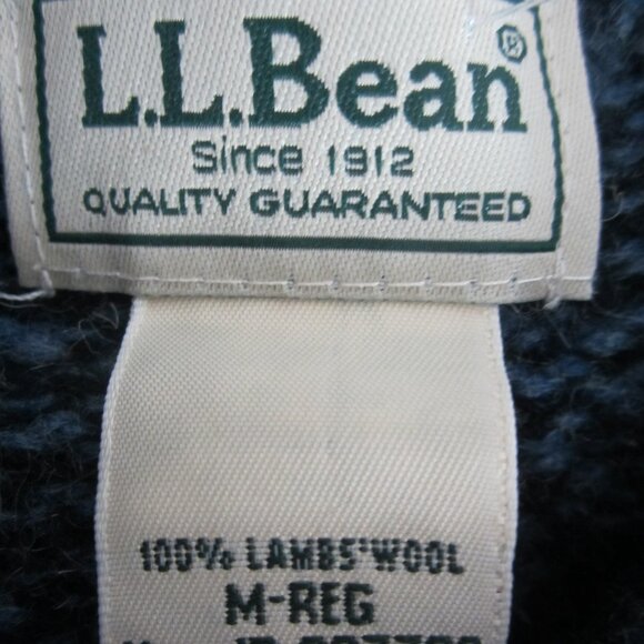 Vintage LL Bean Ragg Sweater Mens M Blue Black LS Marled Lambswool Outdoor Wool - Picture 3 of 10